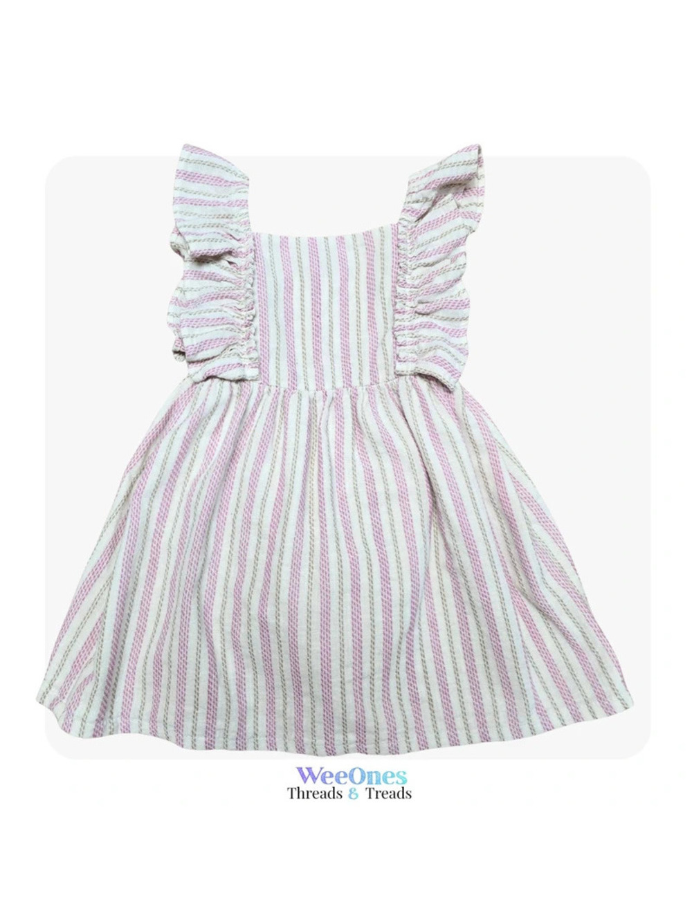 Pink Stripe Flutter Sleeve Dress with Bloomers | 12M | 100% Cotton